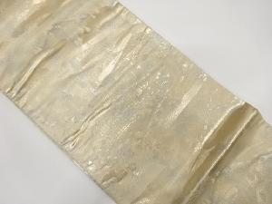 未使用品　引箔屋敷風景模様織出し袋帯（未仕立て）